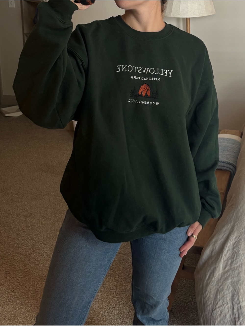 National Park Dark Green Crewneck Sweater